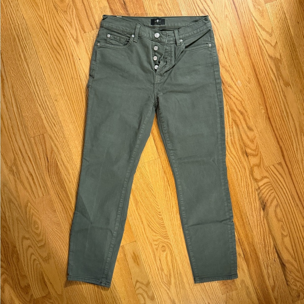 7 For All Mankind Green Skinny Jeans Modern Fit